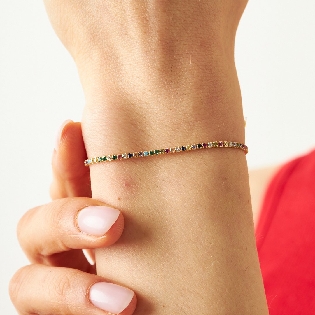 Renkli taşlı Su Yolu Seti - 925 GÜMÜŞ