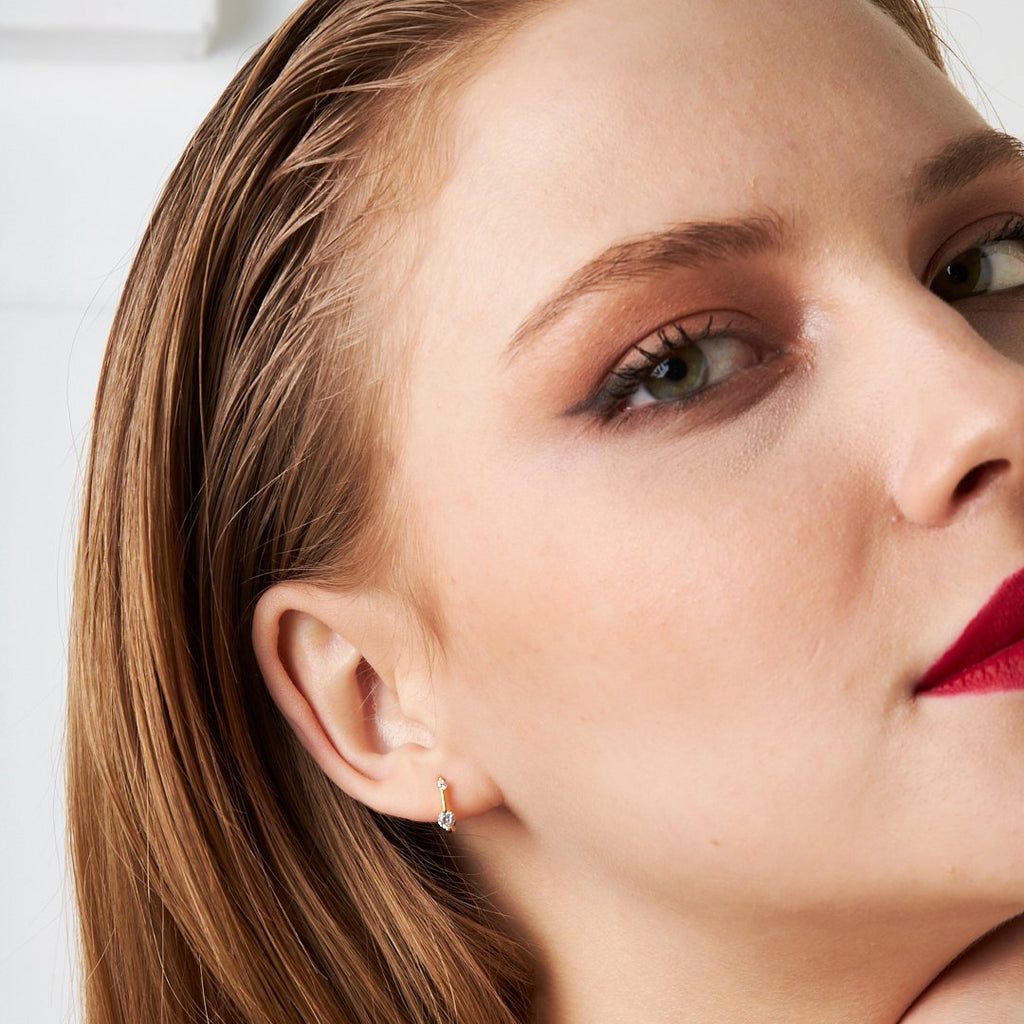 İkili Taş Piercing - 925 GÜMÜŞ