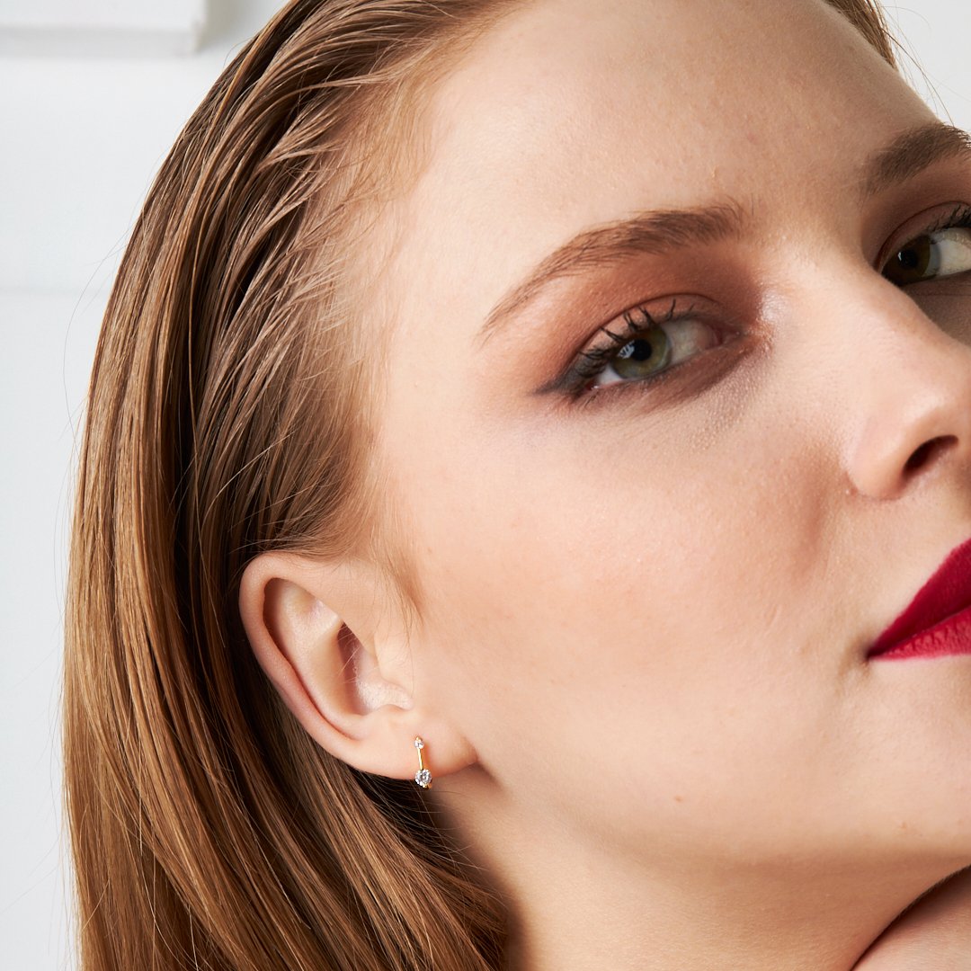 İkili Taş Piercing - 925 GÜMÜŞ