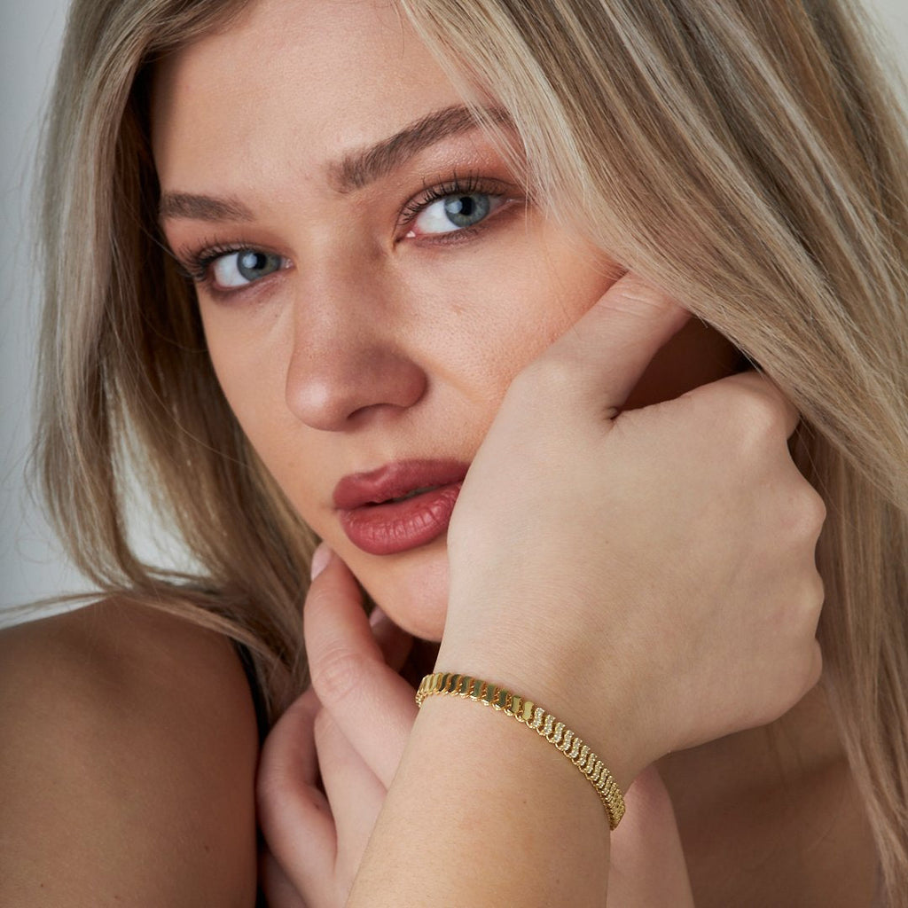 Su Dalgası Taşlı Bileklik - 925 GÜMÜŞ