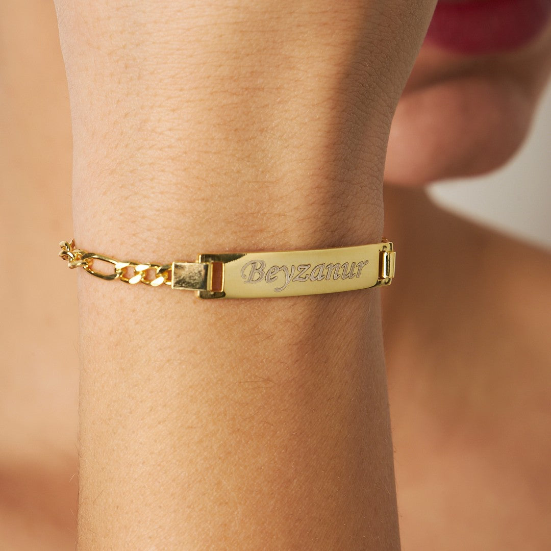 İsim Çerçeveli Oymalı Bileklik - 925 GÜMÜŞ