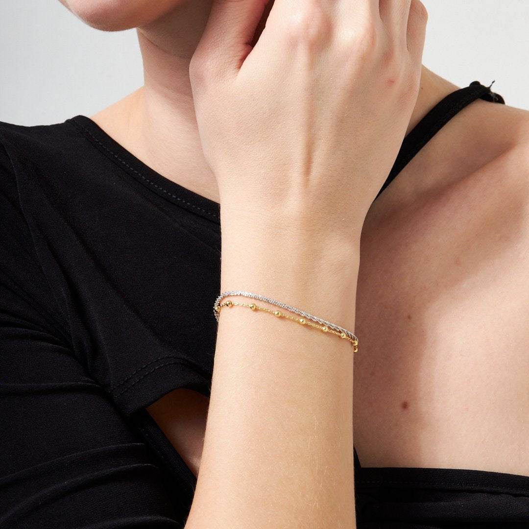 Dorica Toplu Çift Zincir Bileklik - 925 GÜMÜŞ