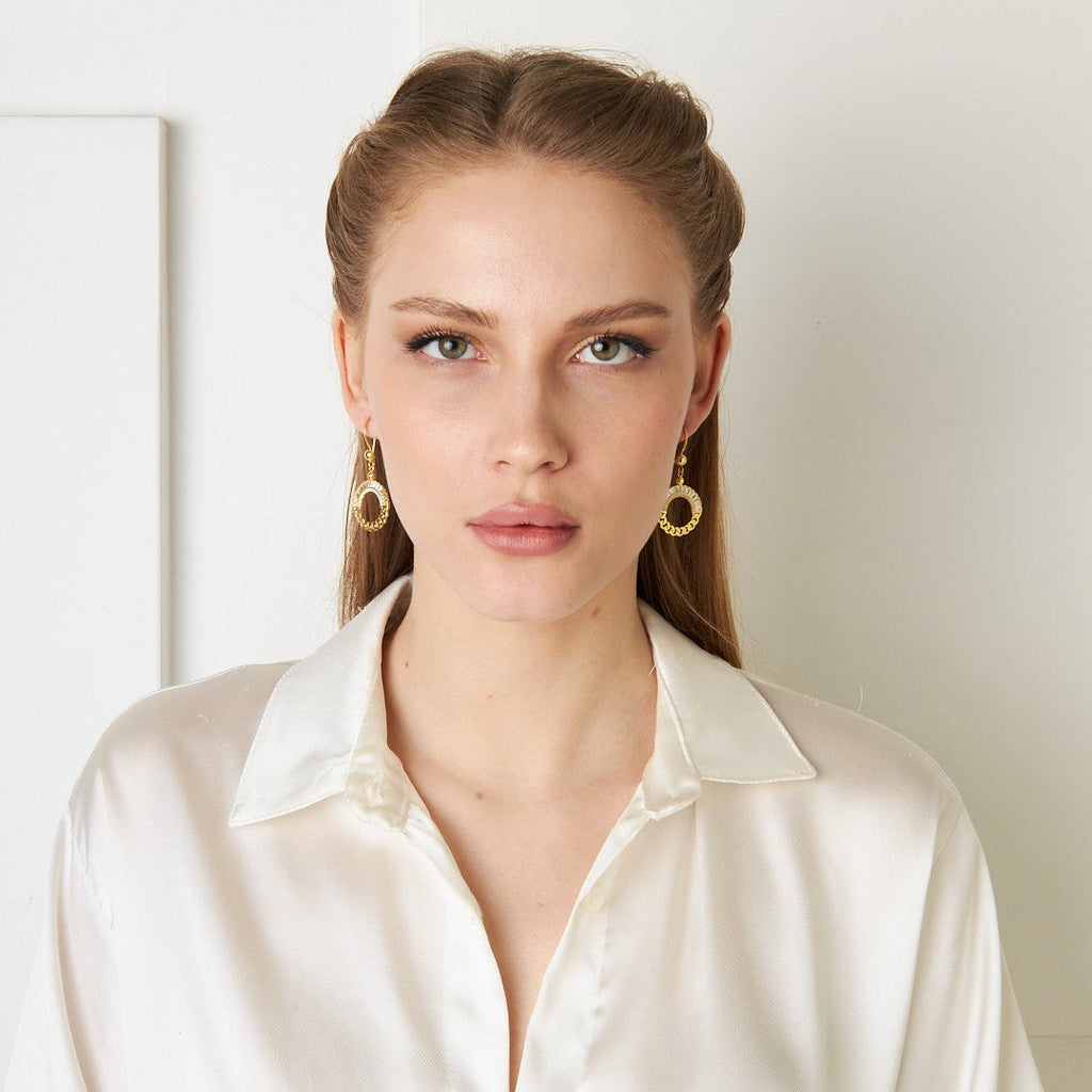 Baget Taşlı Oval Küpe - 925 GÜMÜŞ