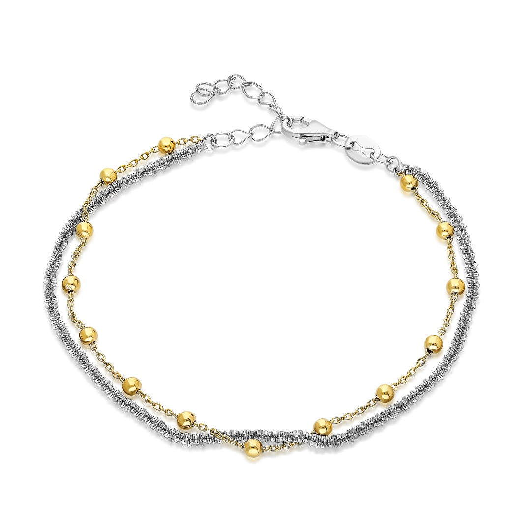 Dorica Toplu Çift Zincir Bileklik - 925 GÜMÜŞ