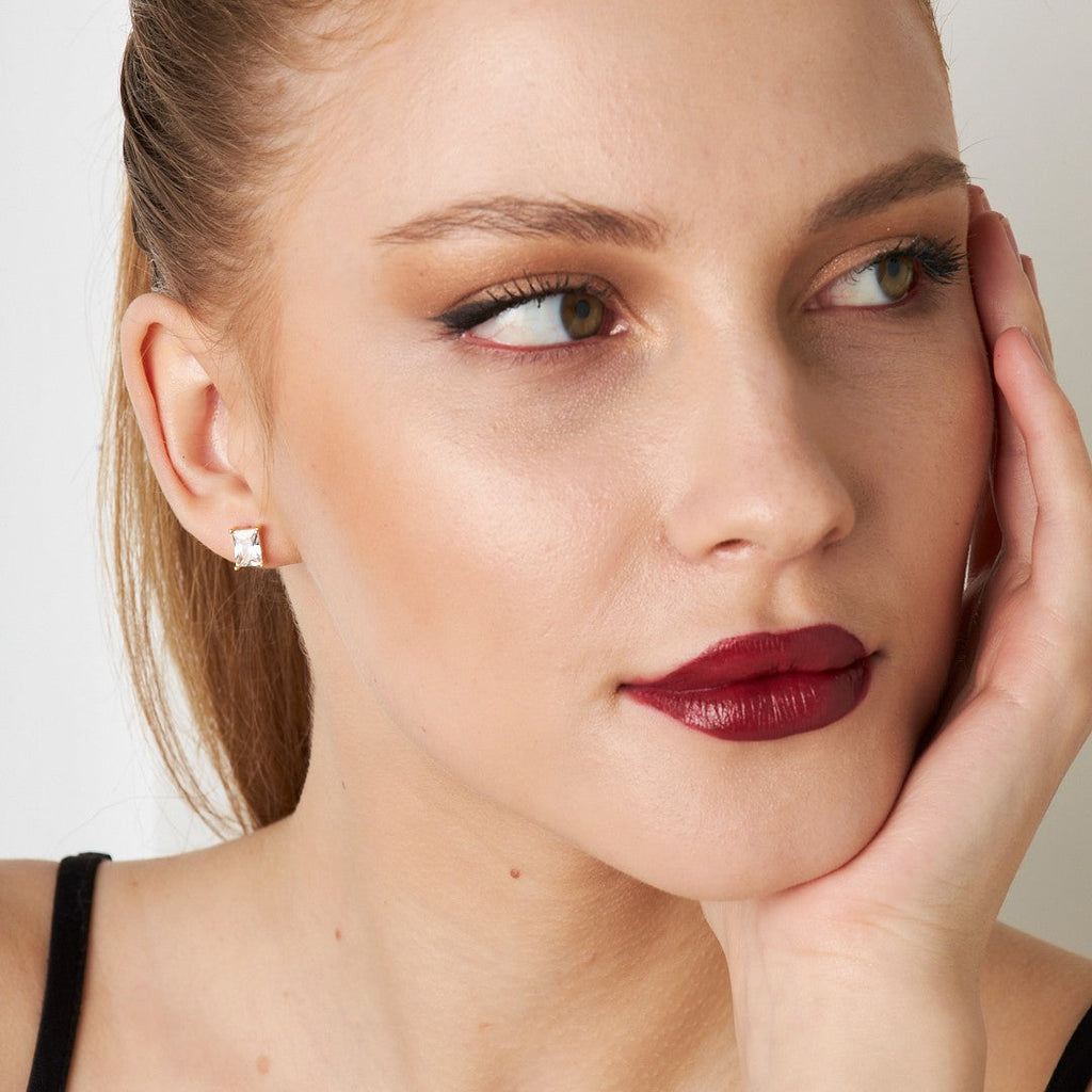 Kare Baget Küpe - 925 GÜMÜŞ