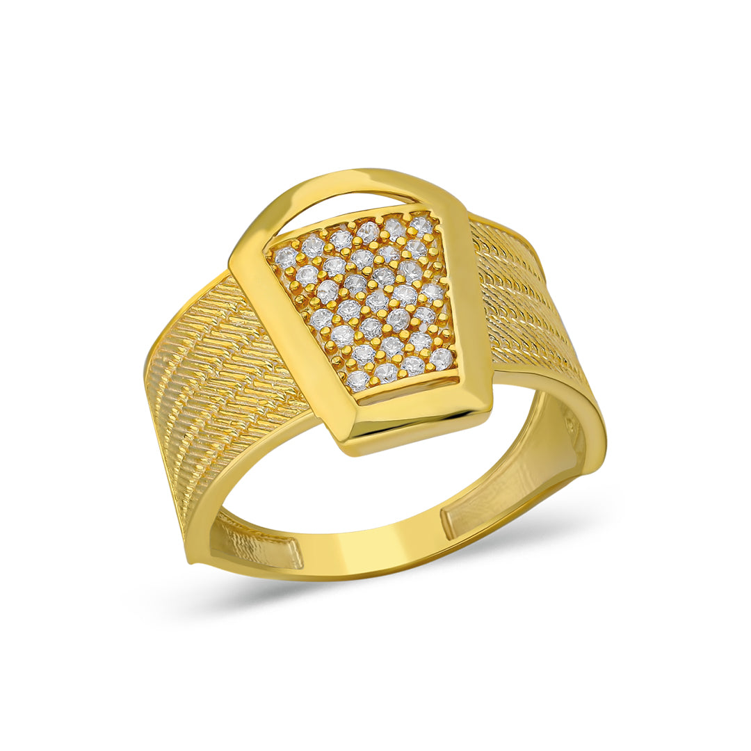 Taşlı Kalın Hasır Yüzük - 925 GÜMÜŞ