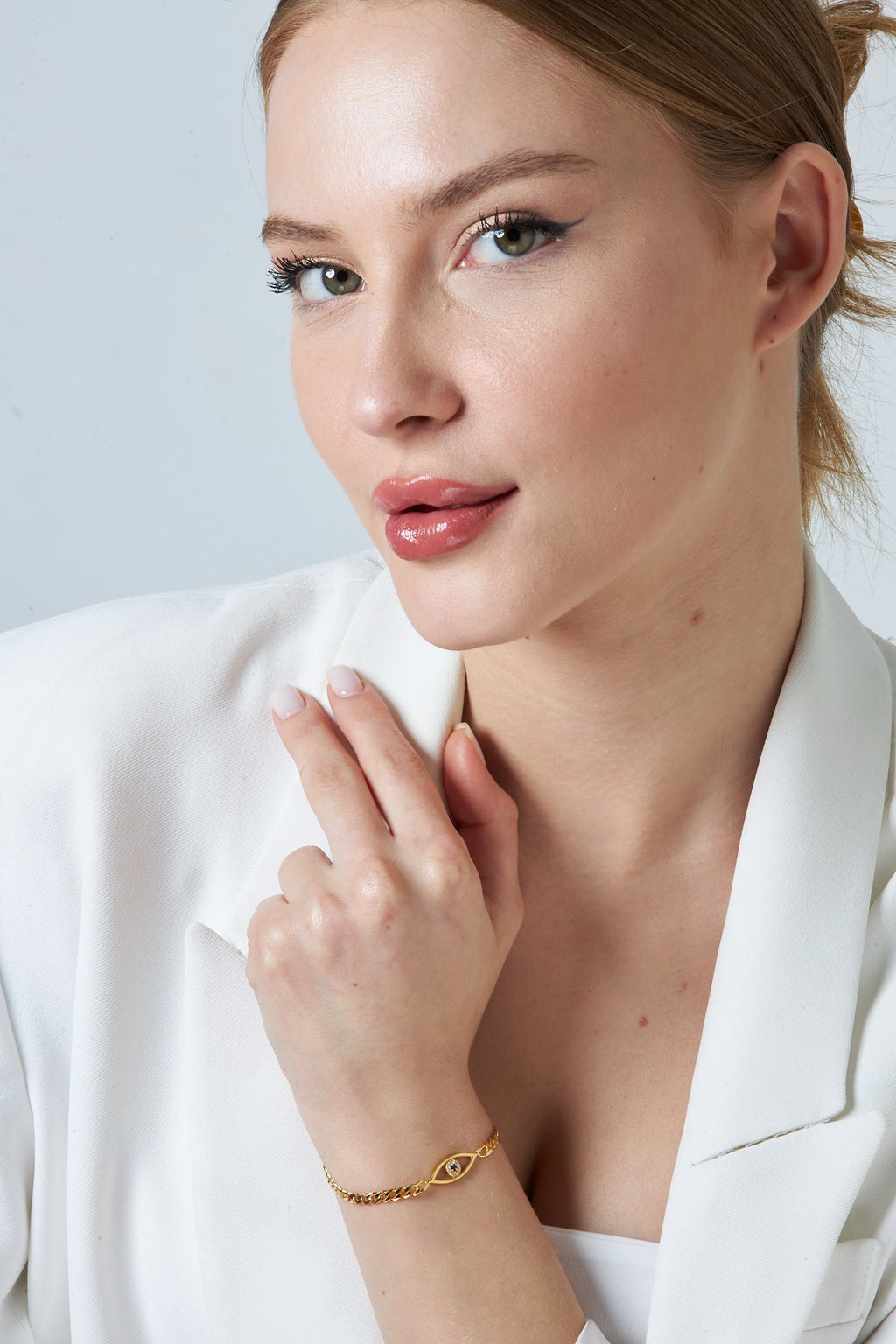 Gözlü Zincir Bileklik - 925 GÜMÜŞ