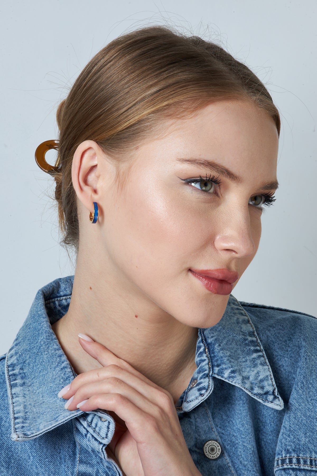 Çemberli Lacivert Halka Küpe - 925 GÜMÜŞ