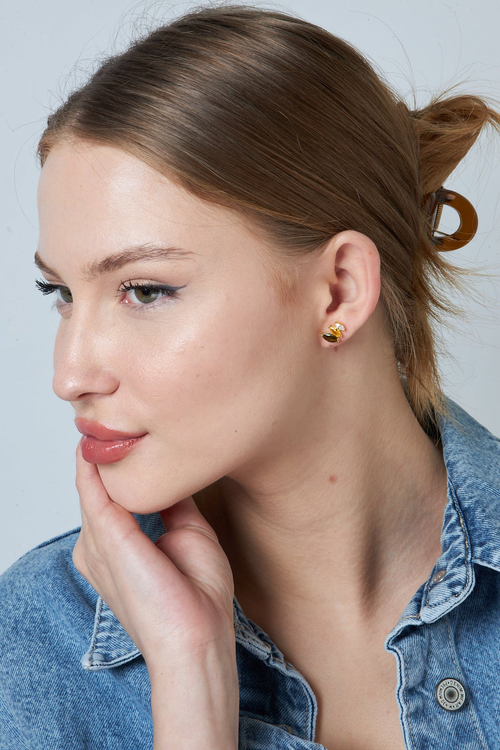 Renkli Taşlı Damla Küpe - 925 GÜMÜŞ