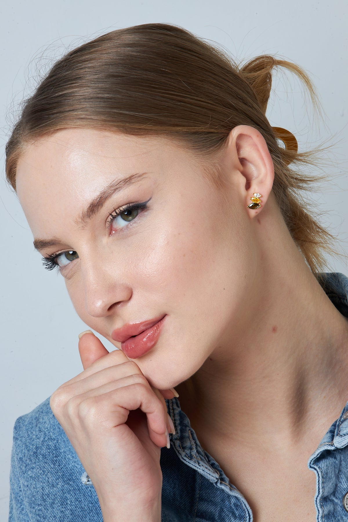 Renkli Taşlı Damla Küpe - 925 GÜMÜŞ